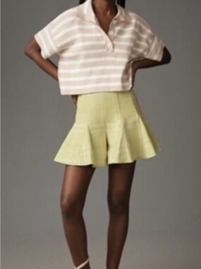 Maeve Lemon Green Pleated Skort